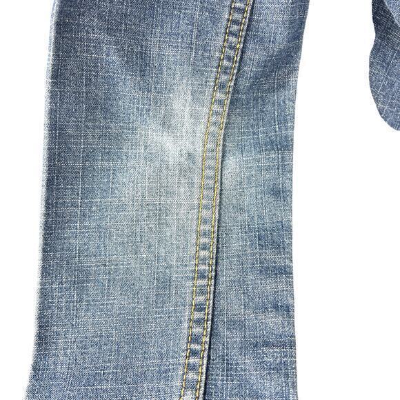 Levi's Y2K Trucker Jean Jacket Juniors XS Fitted Faded Stretch Denim Western VTG - Picture 8 of 15